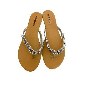 Rhinestone flip flop thong sandals women size 9.5